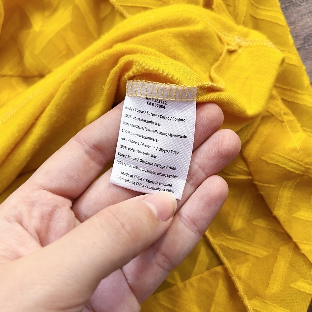 One September • Anthropologie Anwen Peasant Dress mini swing Maize gold yellow - Picture 8 of 12